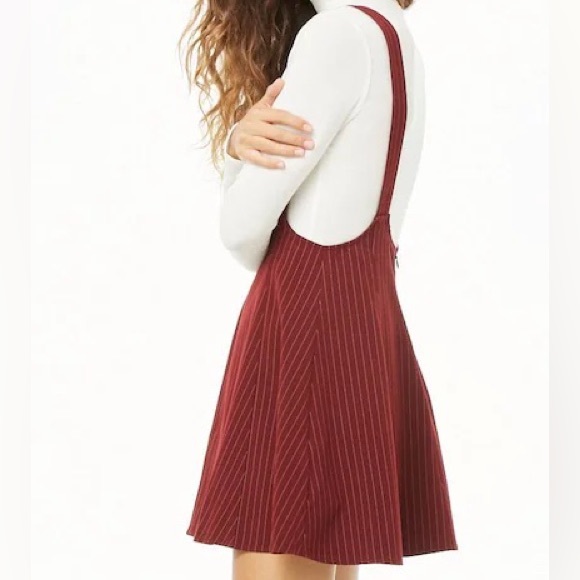 Red Striped Overall Dress - Picture 3 of 3